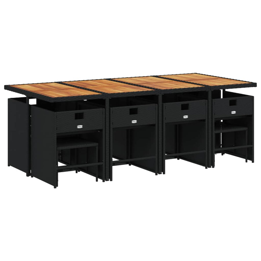 9-delige Tuinset poly rattan zwart