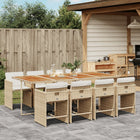 9-Piece Garden Dining Set with Cushions, Poly Rattan, Beige