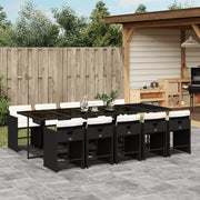 Tuinset 11-delig poly rattan zwart met kussens