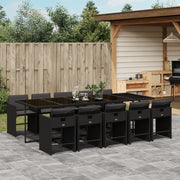 Tuinset 11-delig poly rattan zwart met kussens