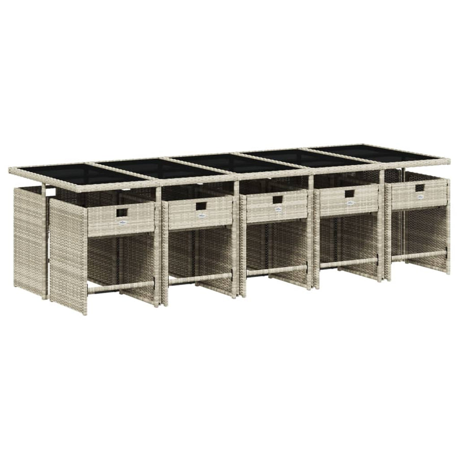 -Delige Tuinset Met Kussens Poly Rattan Lichtgrijs Glas 11