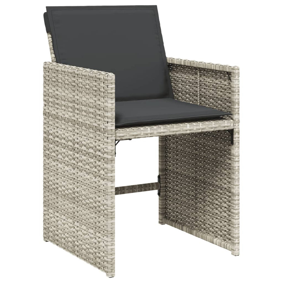 -Delige Tuinset Met Kussens Poly Rattan Lichtgrijs Glas 11