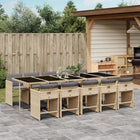 11-delige Tuinset met kussens poly rattan gemengd beige