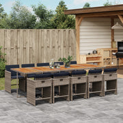 Tuinset 11-delig poly rattan grijs acaciahout