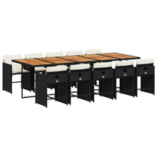11-delige Tuinset met kussens poly rattan zwart