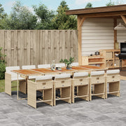 Tuinset 11-delig poly rattan beige met kussens