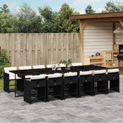 Tuinset poly rattan 13-delig zwart met kussens