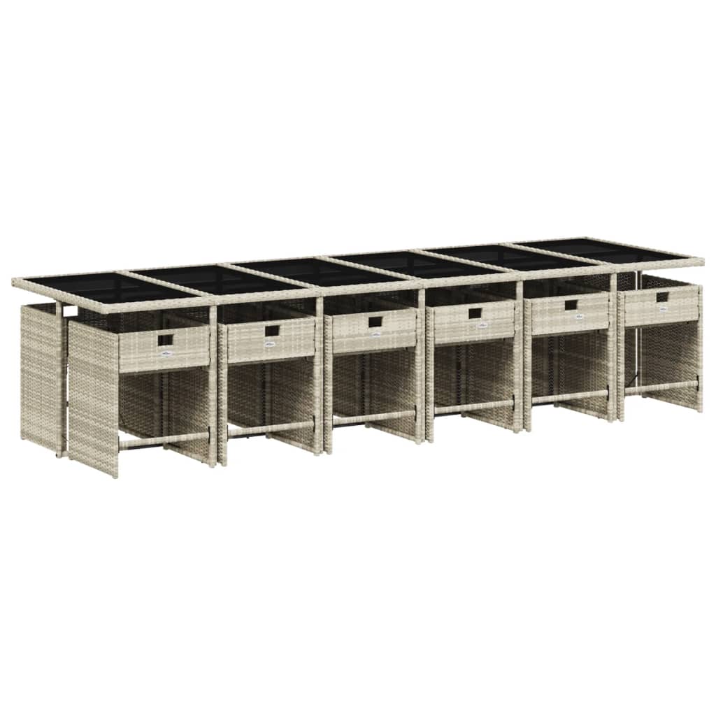 -Delige Tuinset Met Kussens Poly Rattan Lichtgrijs Glas 13