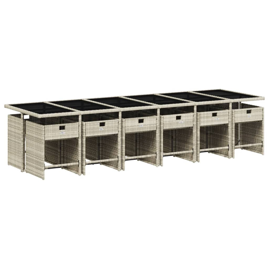 -Delige Tuinset Met Kussens Poly Rattan Lichtgrijs Glas 13