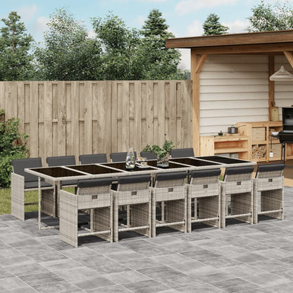 -Delige Tuinset Met Kussens Poly Rattan Lichtgrijs Glas 13