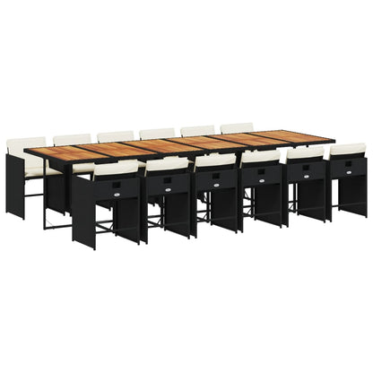 13-Delige Tuinset Met Kussens Poly Rattan Zwart