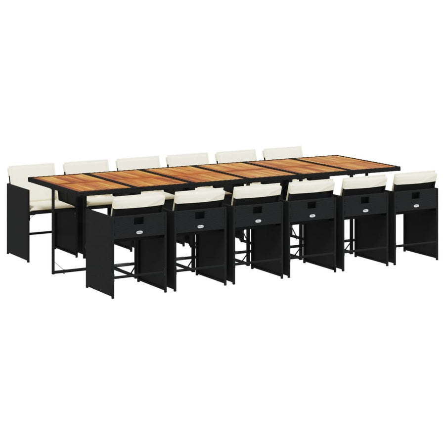 13-Delige Tuinset Met Kussens Poly Rattan Zwart