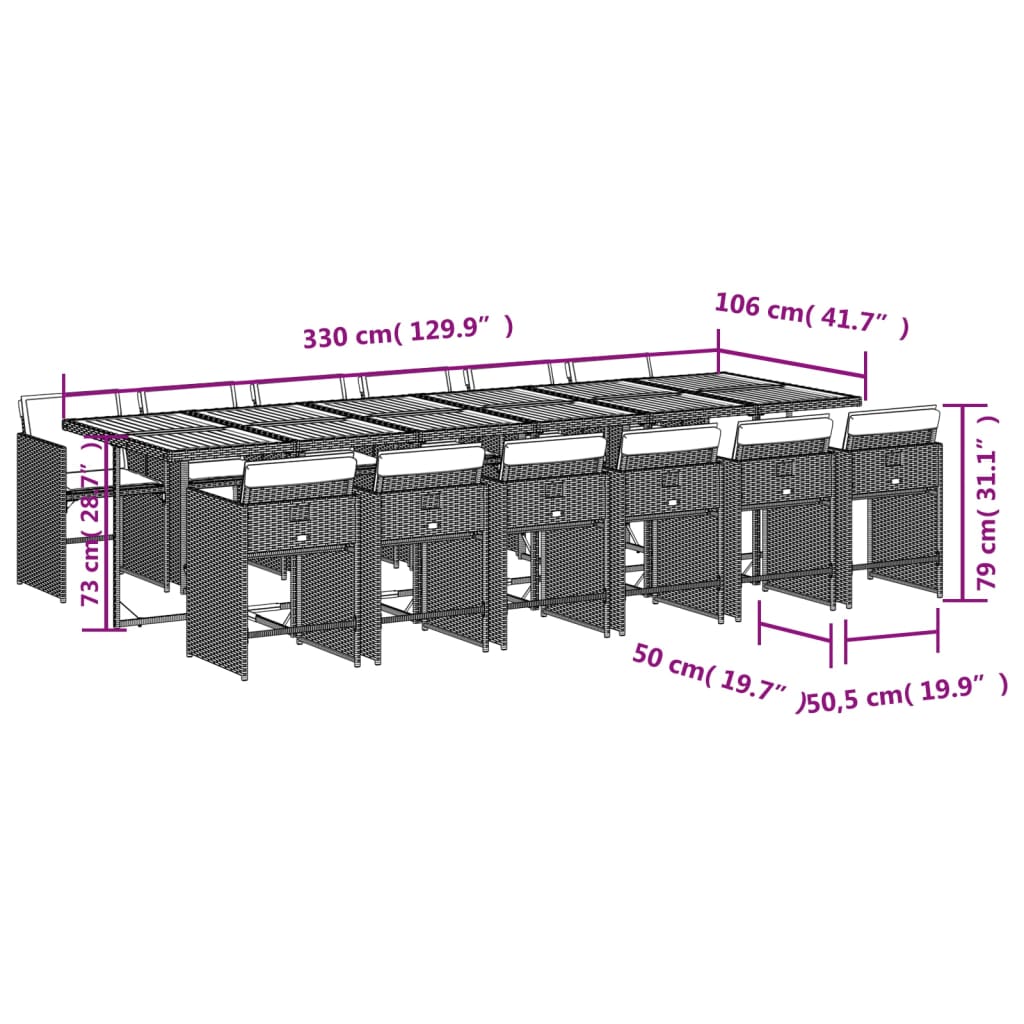 13-Delige Tuinset Met Kussens Poly Rattan Zwart