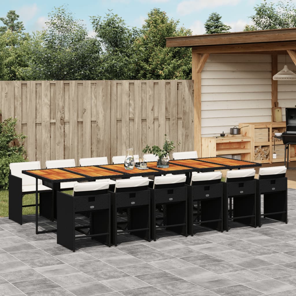 13-Delige Tuinset Met Kussens Poly Rattan Zwart