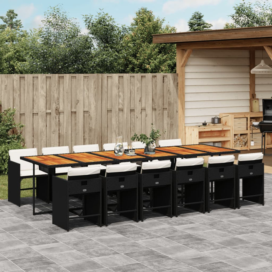 13-Delige Tuinset Met Kussens Poly Rattan Zwart