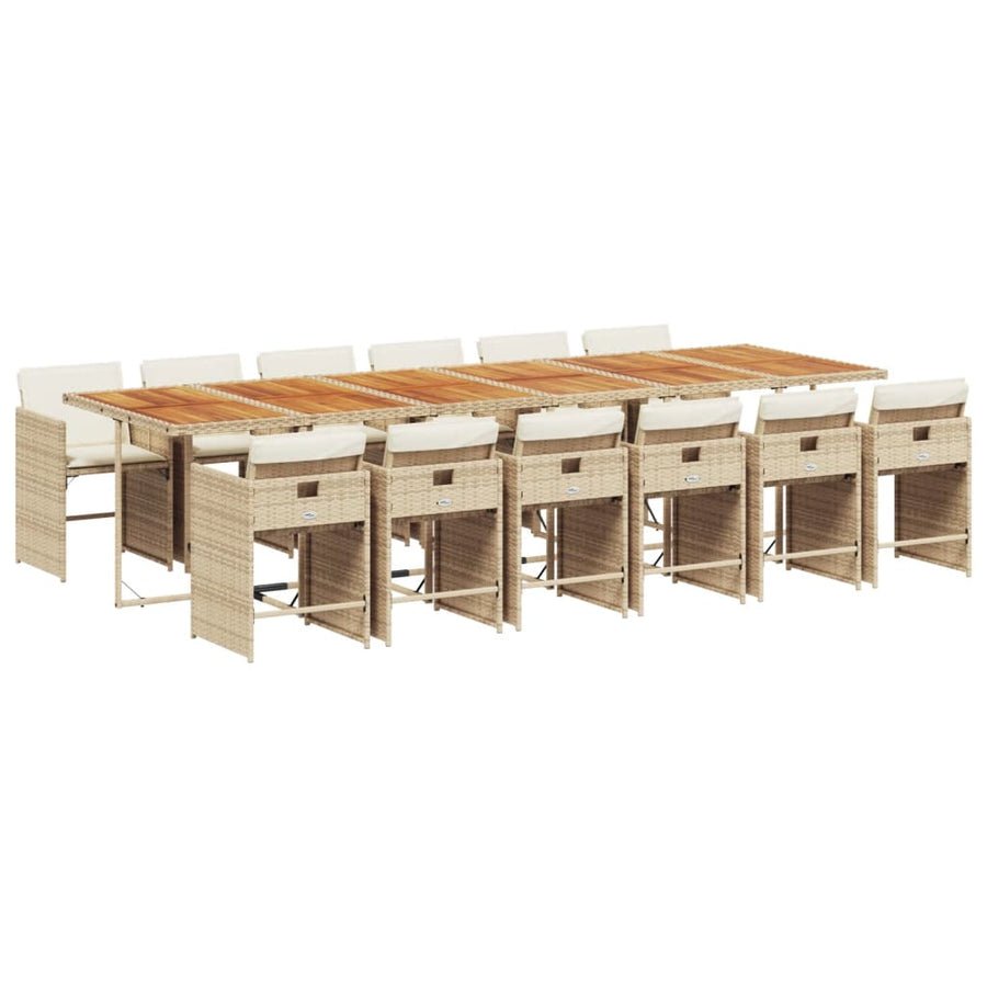 13-delige Tuinset met kussens poly rattan beige