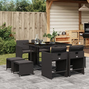 Tuinset 9-delig poly rattan zwart