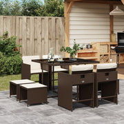 Tuinset 9-delig poly rattan bruin