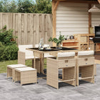 9-delige Tuinset met kussens poly rattan beige