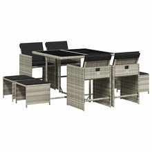 -Delige Tuinset Met Kussens Poly Rattan Lichtgrijs Glas 9
