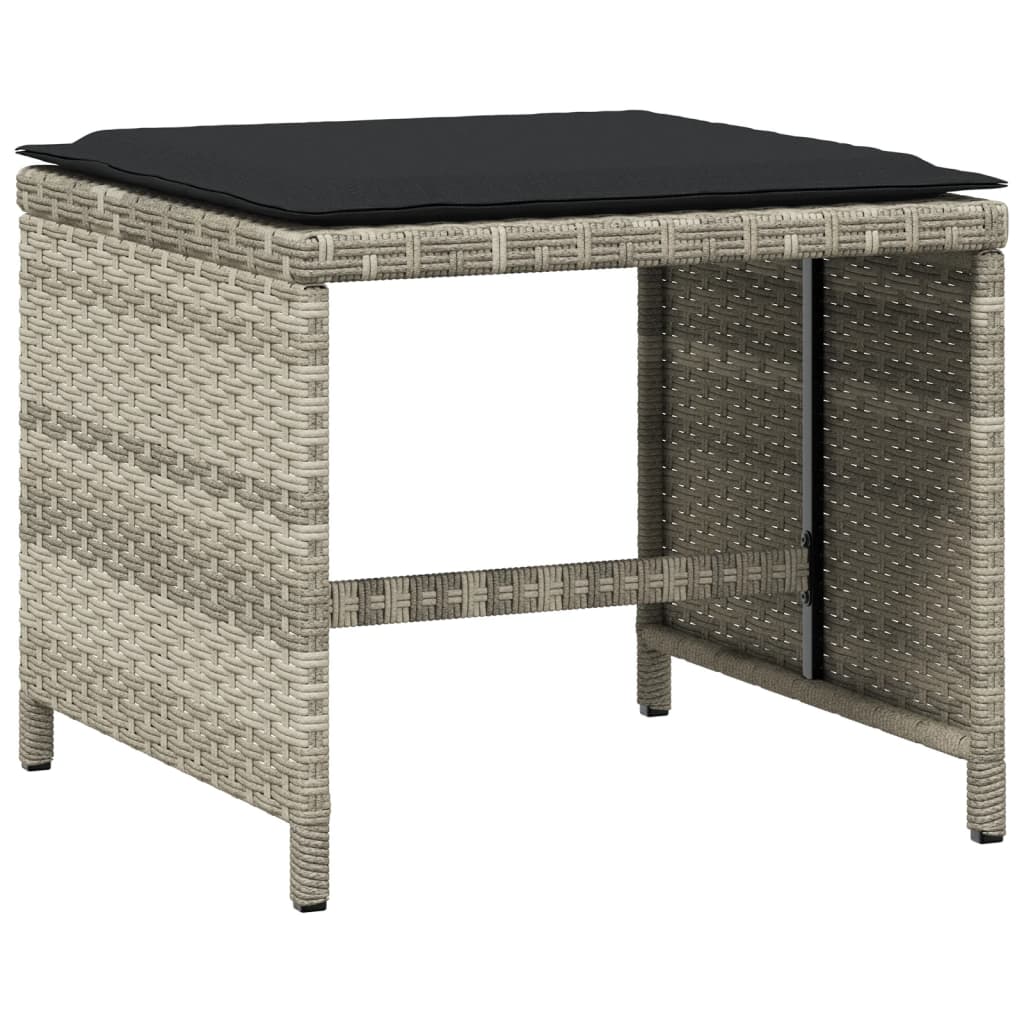 -Delige Tuinset Met Kussens Poly Rattan Lichtgrijs Glas 9