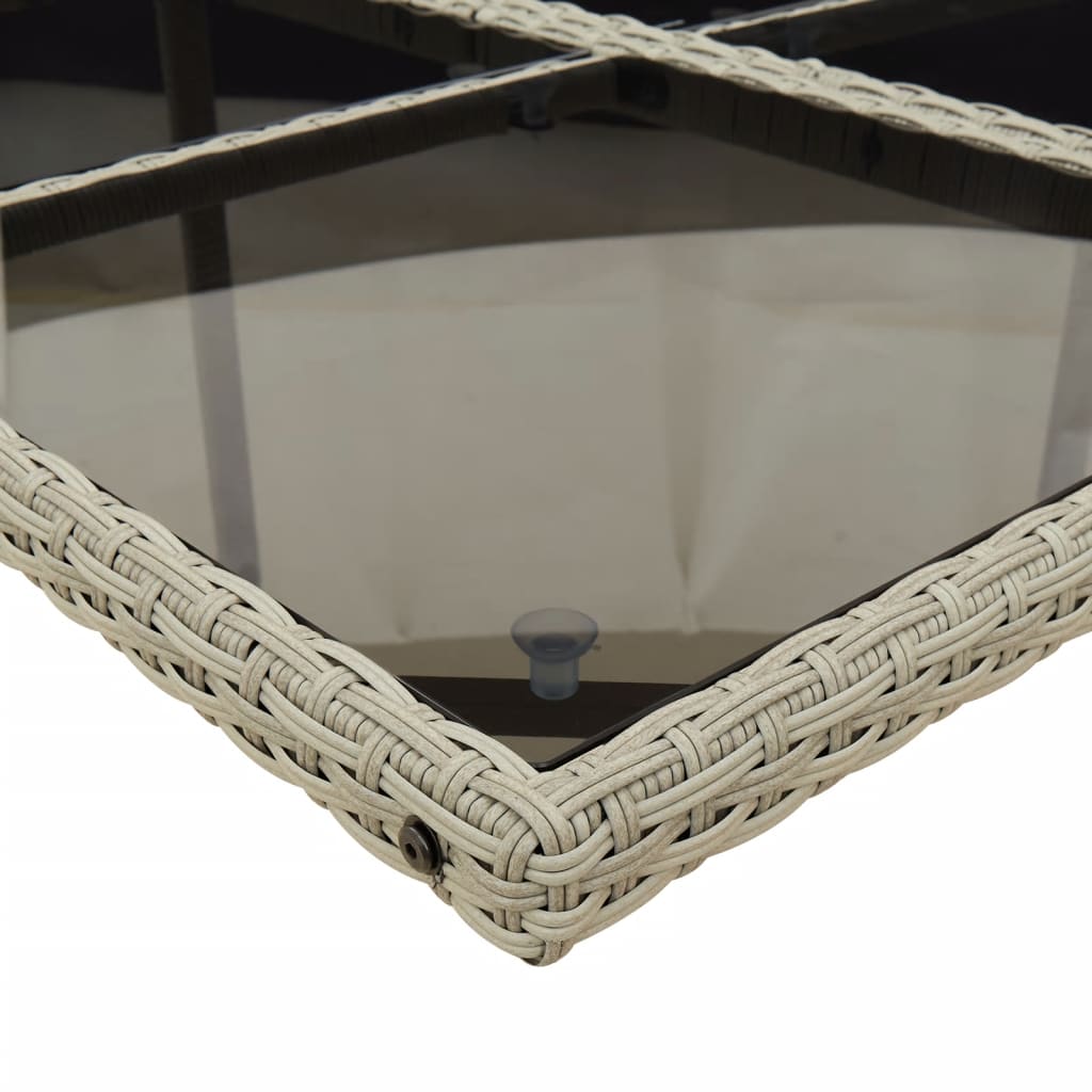 -Delige Tuinset Met Kussens Poly Rattan Lichtgrijs Glas 9