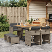 Tuinset 9-delig poly rattan grijs met kussens