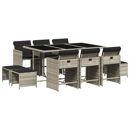 -Delige Tuinset Met Kussens Poly Rattan Lichtgrijs Glas 11