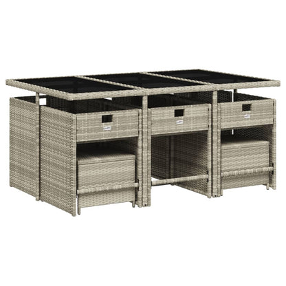 -Delige Tuinset Met Kussens Poly Rattan Lichtgrijs Glas 11