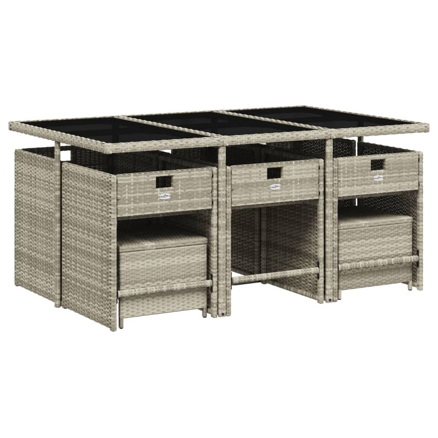 -Delige Tuinset Met Kussens Poly Rattan Lichtgrijs Glas 11