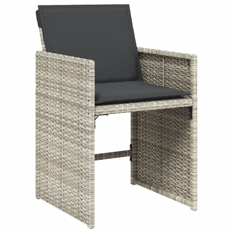 -Delige Tuinset Met Kussens Poly Rattan Lichtgrijs Glas 11