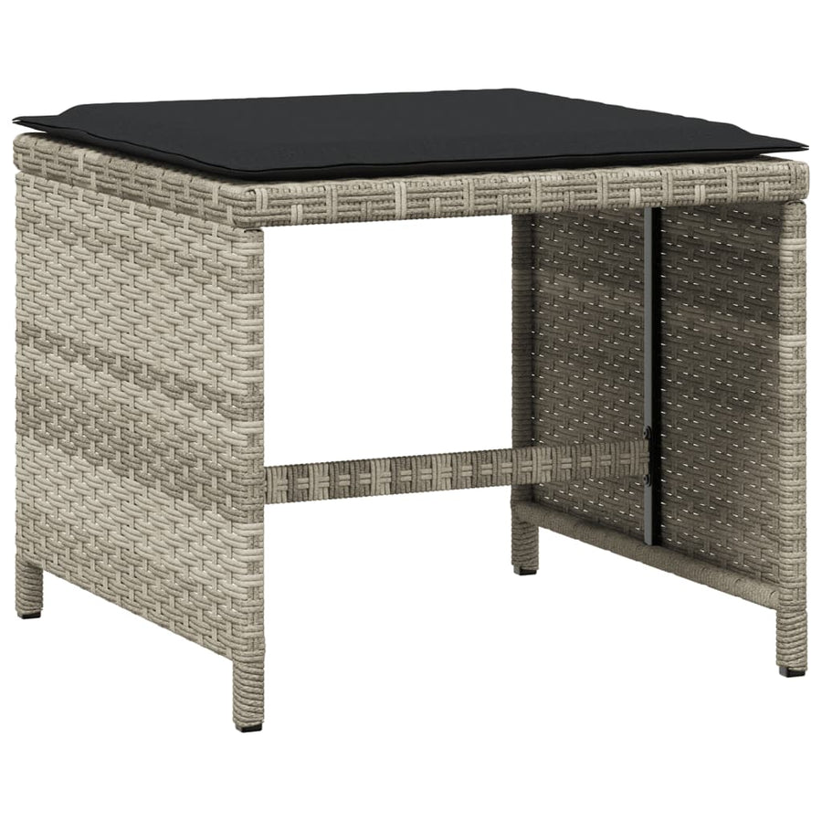 -Delige Tuinset Met Kussens Poly Rattan Lichtgrijs Glas 11