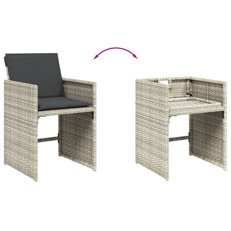 -Delige Tuinset Met Kussens Poly Rattan Lichtgrijs Glas 11