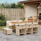 11-piece Garden Furniture Set with Cushions, Poly Rattan, Beige