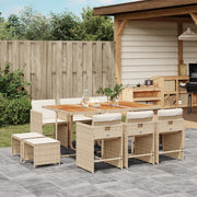 Tuinset 11-delig poly rattan beige met kussens