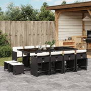 Tuinset 13-delig poly rattan zwart met kussens