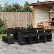 Tuinset 13-delig poly rattan zwart met kussens
