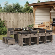 Tuinset 13-delig poly rattan grijs met kussens