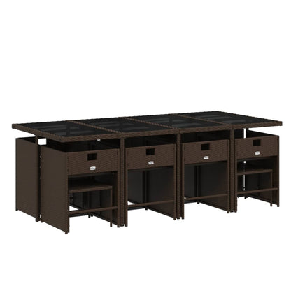 13-delige Tuinset met kussens poly rattan bruin