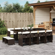 Tuinset 13-delig poly rattan bruin