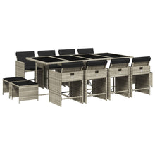 -Delige Tuinset Met Kussens Poly Rattan Lichtgrijs Glas 13