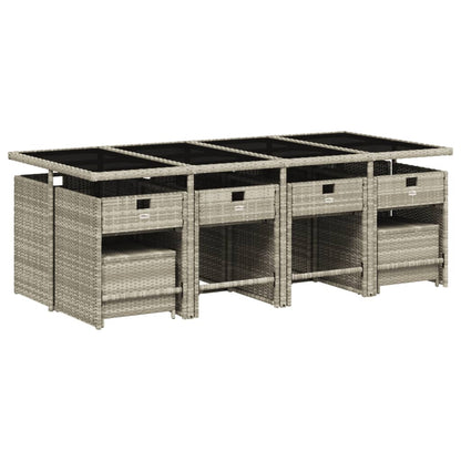 -Delige Tuinset Met Kussens Poly Rattan Lichtgrijs Glas 13