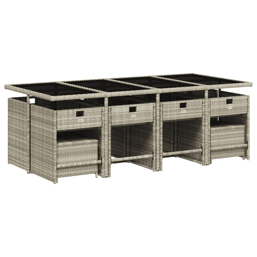 -Delige Tuinset Met Kussens Poly Rattan Lichtgrijs Glas 13