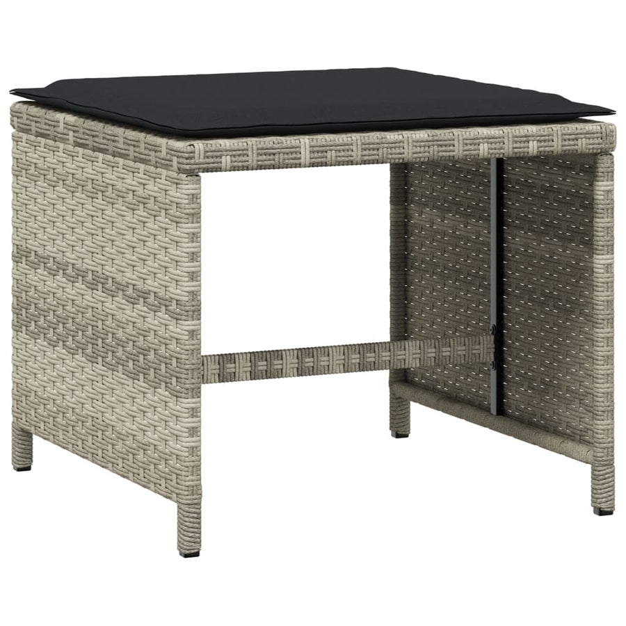 -Delige Tuinset Met Kussens Poly Rattan Lichtgrijs Glas 13