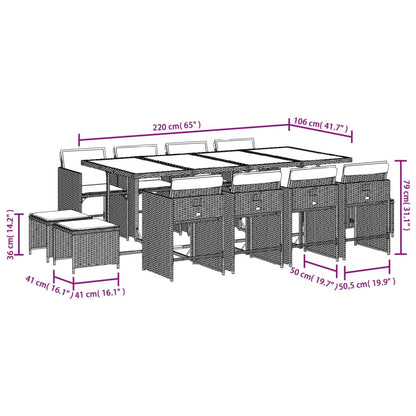 -Delige Tuinset Met Kussens Poly Rattan Lichtgrijs Glas 13