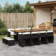 Tuinset 13-delig poly rattan zwart met kussens