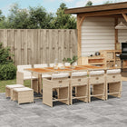 13-piece Garden Furniture Set with Cushions poly rattan beige