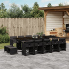 15-piece Garden Furniture Set with Cushions, Poly Rattan Black