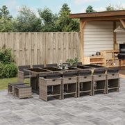 Tuinset 15-delig poly rattan grijs