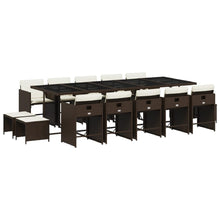 15-delige Tuinset met kussens poly rattan bruin
